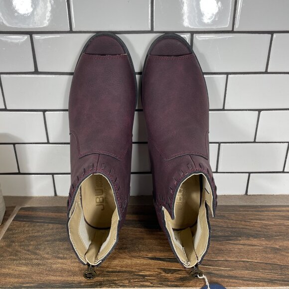 JBU By Jambu Harper Womens Size 8 Shoes Wine Whipstitched Peep Toe Ankle Boots - Picture 7 of 14